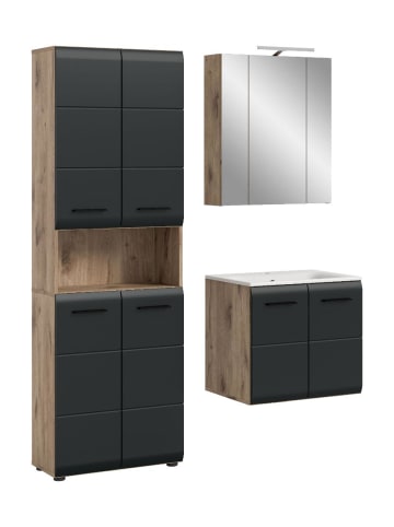 ebuy24 Badmöbelset Ice (5-teilig) Schwarz 135 x 46 cm