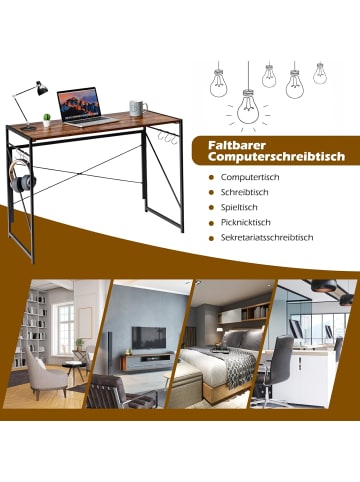 COSTWAY Schreibtisch klappbar 100x50x75cm in Hellbraun