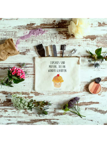 Mr. & Mrs. Panda Schminktasche Cupcake mit Spruch in Weiß