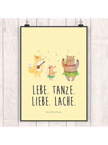 Mr. & Mrs. Panda Poster Waldtiere Aloha mit Spruch in Gelb Pastell