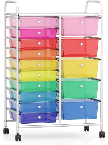 COSTWAY Rollwagen mit 15 stapelbaren Schubladen in Bunt