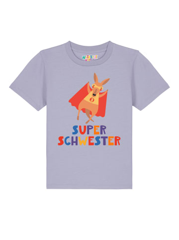 wat? Apparel T-Shirt Känguru Superschwester in Lavender