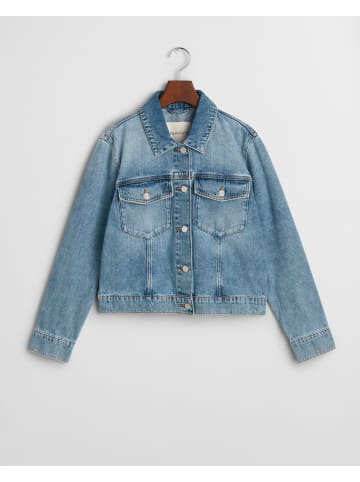 Gant Kurze Jeansjacke in Mid Blue Broken In