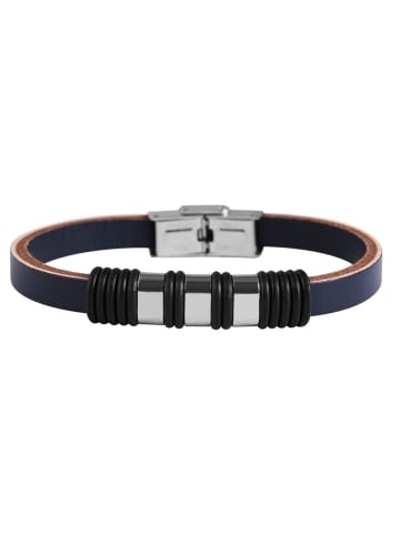 Adeliás Herren Armband aus Leder 21,5 cm in blau