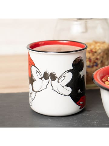 Geda Labels Tasse Mickey Kiss Sketch Emaille-Optik in Rot - 400ml