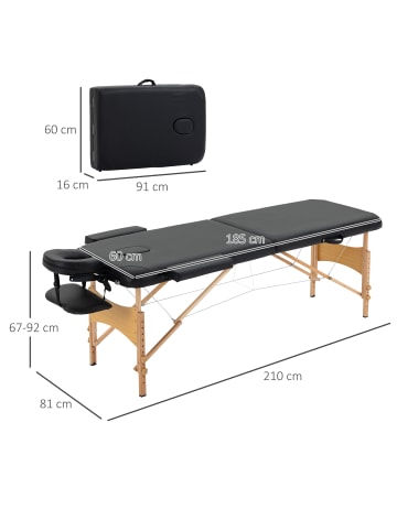 HOMCOM Massagetisch-210L x 81B x 67-92H cm-Schwarz