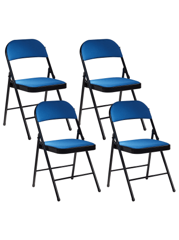 Beliani 4er-Set Konferenzstuhl SPARKS in Blau/Schwarz