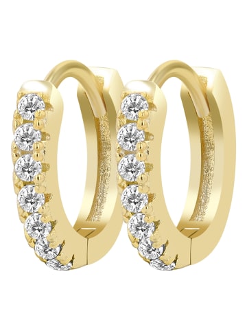 Adeliás Damen Ohrringe – Klappcreole aus 925 Silber mit Zirkonia in gold