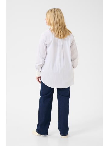 KAFFE curve Langarm - Hemd KCsusie in White/Grey Stripe