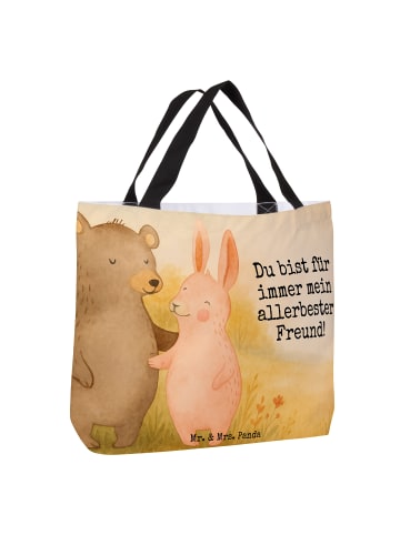 Mr. & Mrs. Panda Shopper Bär und Hase Umarmen Design mit Spruch in Weiß