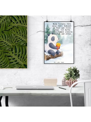 Mr. & Mrs. Panda Print Panda Winter Pommes Design mit Spruch in Weiß