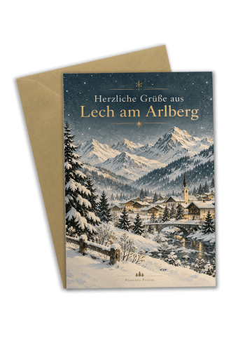 Grußkarte Berglandschaft elegant Design mit Spruch in Weiß