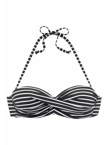 S. Oliver Bandeau-Bikini-Top in schwarz-weiß-gestreift