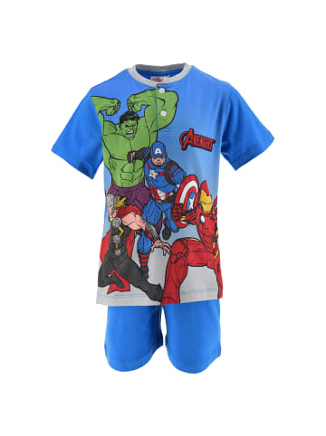 Avengers 2tlg. Outfit: Schlafanzug Kurzarm Shirt und Shorts Pyjama in Blau