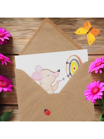 Mr. & Mrs. Panda Einladungskarte Maus Dart spielen ohne Spruch in Weiß