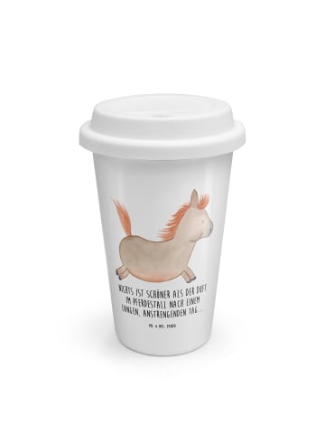 Mr. & Mrs. Panda Kaffeebecher To Go Pferd Springen mit Spruch in Weiß