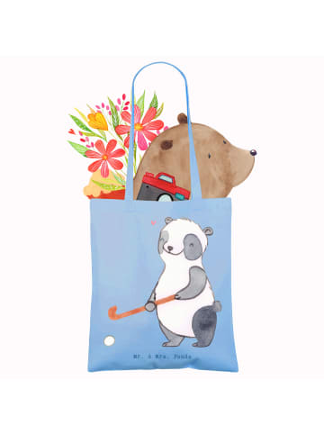 Mr. & Mrs. Panda Tragetasche Panda Hockey spielen ohne Spruch in Sky Blue