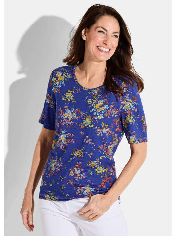 GOLDNER Shirt Shirt in royalblau / gelb / koralle / gemustert
