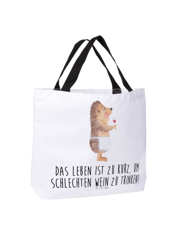 Mr. & Mrs. Panda Shopper Igel Wein mit Spruch in Weiß