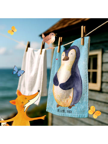 Mr. & Mrs. Panda handtuch baumwolle Pinguin Diät ohne Spruch in Eisblau