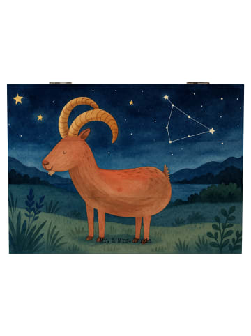 Mr. & Mrs. Panda Holzkiste Sternzeichen Steinbock Design ohne Sp... in Weiß