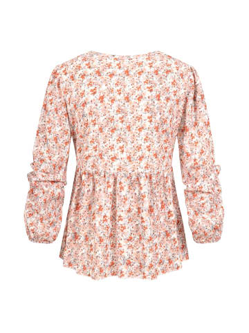 Cloud5ive Cloud5ive V-Neck Bluse mit Rüschendetails und Blumen Print in white