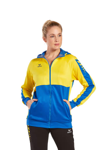 erima Damen Six Wings Trainingsjacke mit Kapuze in new royal/gelb