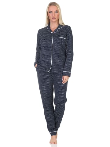 NORMANN Langarm Schlafanzug Pyjama Klassische Optik - 87008 in Allover