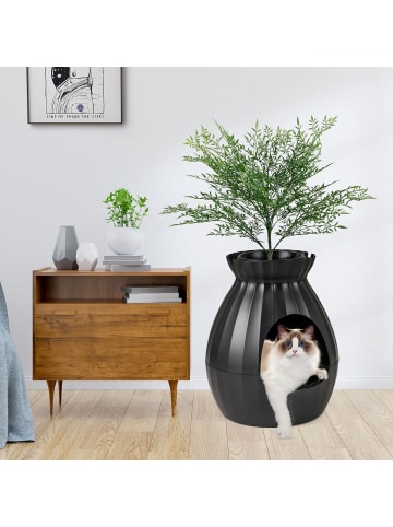 COSTWAY Katzentoilette mit elektronischer Geruchsentfernung in Schwarz