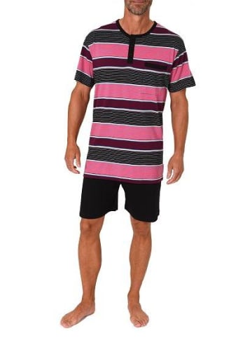 NORMANN kurzarm Schlafanzug Shorty Streifen - 80209 in pink
