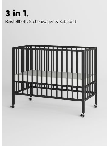 Sämann Beistellbett Matratze, Rollen & Umbauseite -BLACK EDITION - Dreamy 4 in 1 Bett