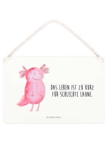 Mr. & Mrs. Panda Schild Axolotl Glücklich mit Spruch in Weiß