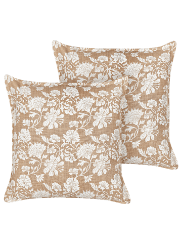 Beliani 2er-Set Dekokissen NOTELEA in Beige/Weiß