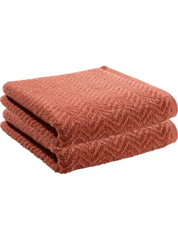 REDBEST Frottier, Jacquard Duschtuch 2er-Pack Palmdale in terra
