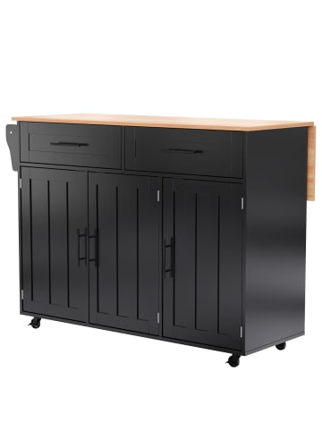 ABRIHOME Kücheninsel mit Klapptischplatte, 129*46(71)*91,5cm in Schwarz