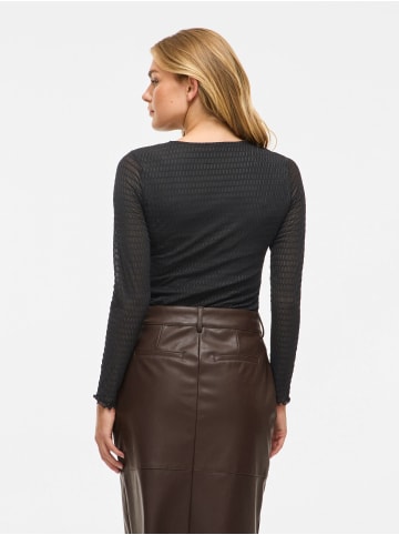 Vila Modisches Langarmshirt mit gepunktetem Muster und Rundhals in Schwarz