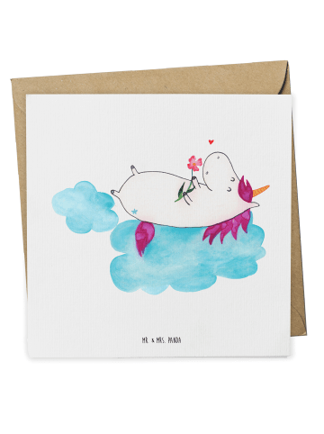 Mr. & Mrs. Panda Deluxe Karte Einhorn Verliebt ohne Spruch in Weiß