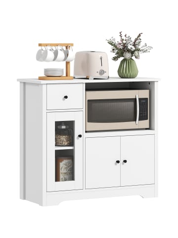 HOMCOM Mikrowellenschrank-80L x 35B x 72,2H cm-Weiß