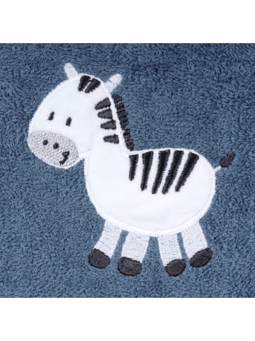 Wörner Waschhandschuh - Stickerei Zebra - Dunke in blau,motiv