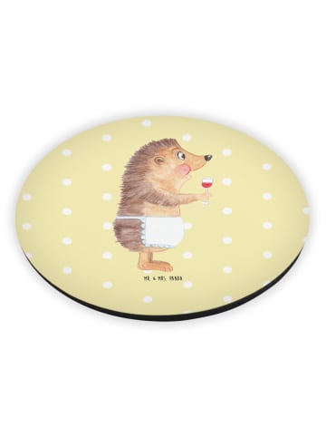 Mr. & Mrs. Panda Kühlschrankmagnet Igel Wein ohne Spruch in Gelb Pastell