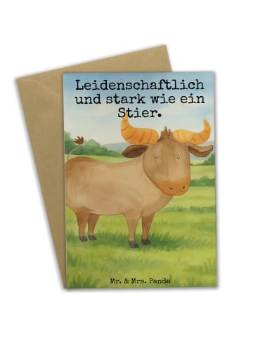 Mr. & Mrs. Panda Glückwunschkarte Sternzeichen Stier Design mit ... in Weiß