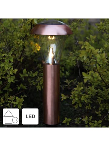 STAR Trading LED Solar-Wegeleuchte ,Napoli, Lichtsensor, Edelstahl, kupferfarben,