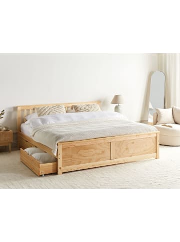 Beliani 3-tlg Doppelbett OLENDON in Braun