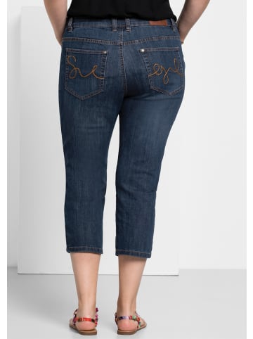 sheego Caprijeans in dark blue denim