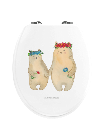 Mr. & Mrs. Panda Motiv WC Sitz Bären mit Blumenkranz ohne Spruch in Weiß