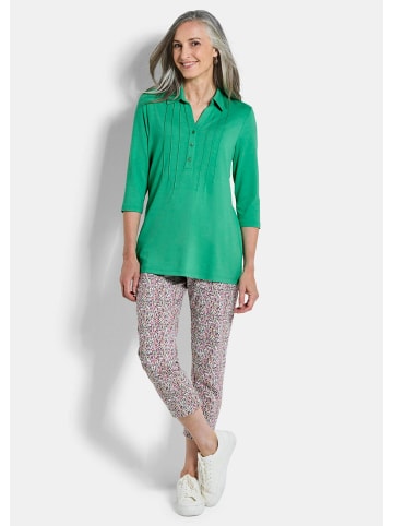 GOLDNER Kurzgröße:  Elegantes Blusenshirt mit Biesen in grün