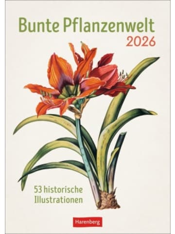 Harenberg Kalender - Bunte Pflanzenwelt Wochenplaner 2026 - 53 historische Illustrationen