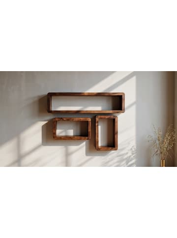KADIMA DESIGN Design Wandregal 3er Set BOHA Massiv Holzregale in Massivholz