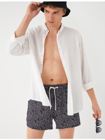 KOTON Badehose in Schwarz Gemustert