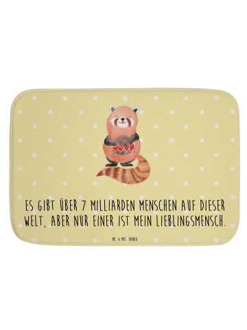 Mr. & Mrs. Panda Badteppich Roter Panda mit Spruch in Gelb Pastell